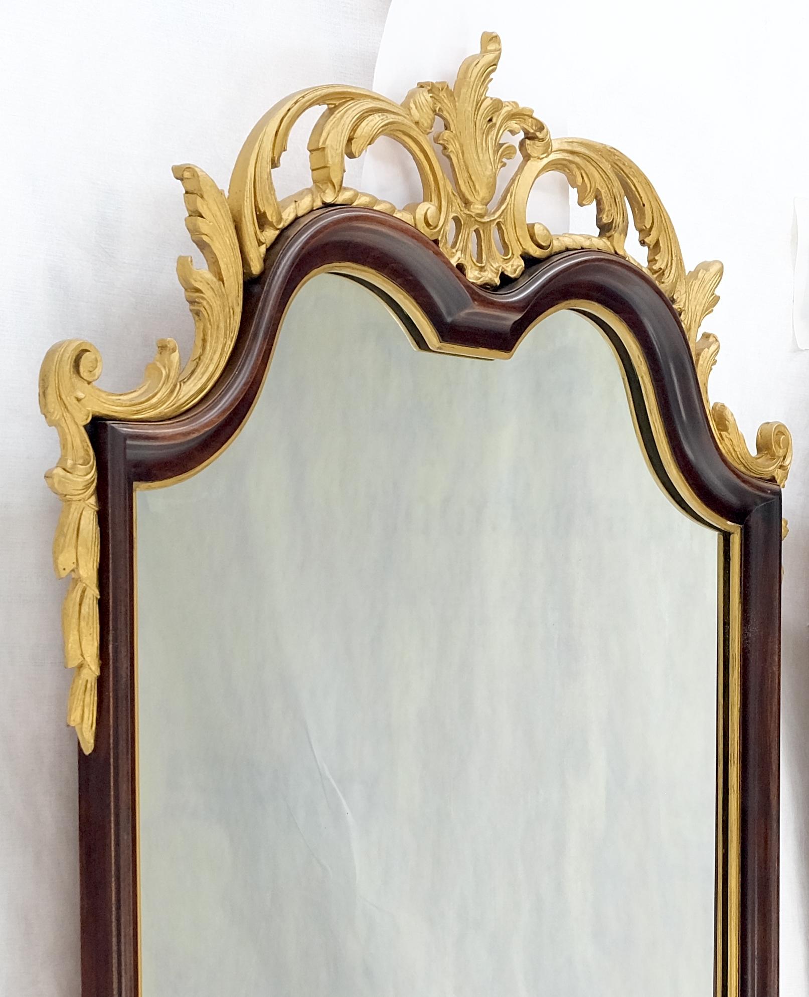 American Pair of Neoclassical Chippendale Carved Gold Gilt Mahogany Wall Mirrors MINT! For Sale