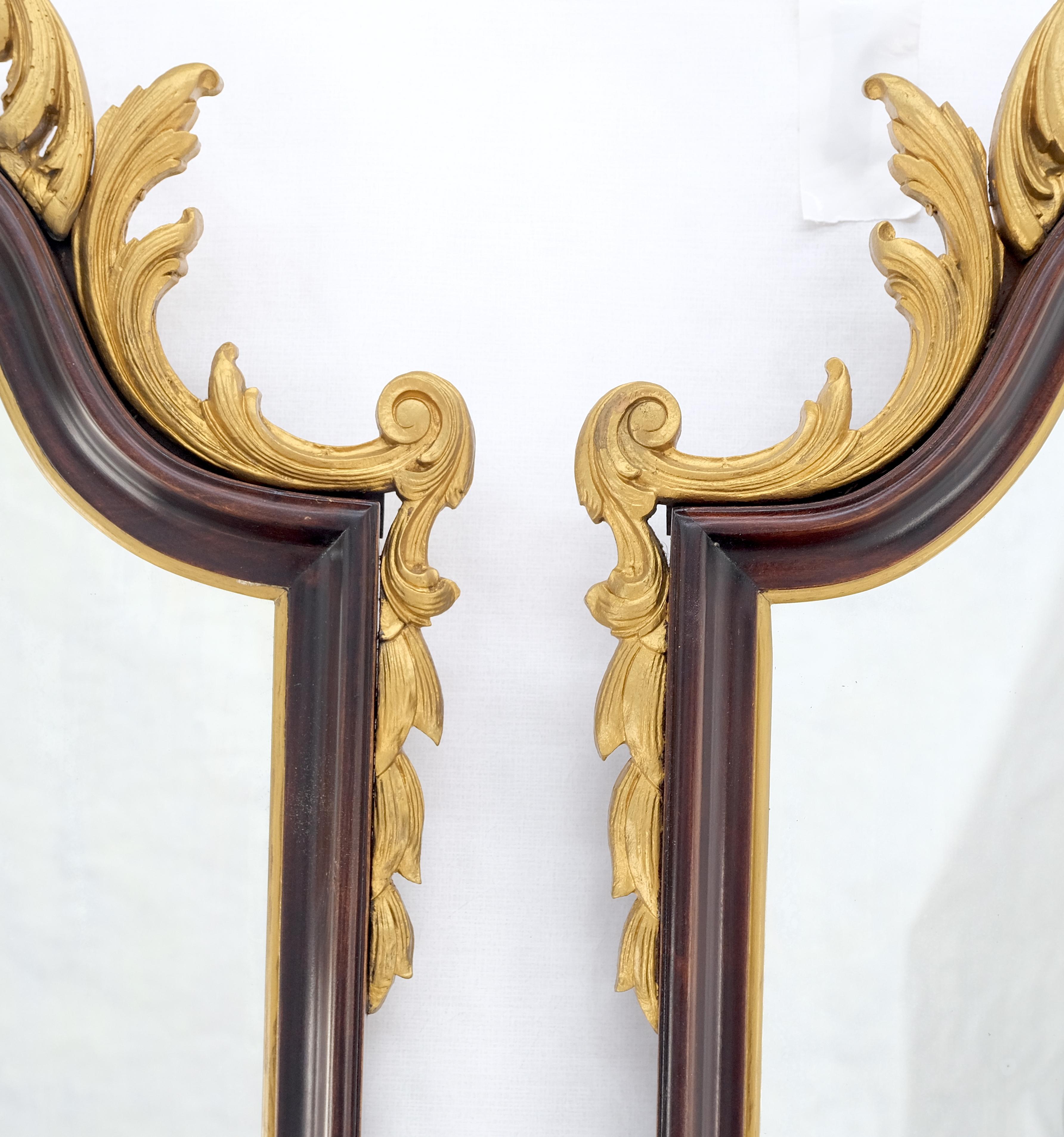 20th Century Pair of Neoclassical Chippendale Carved Gold Gilt Mahogany Wall Mirrors MINT! For Sale