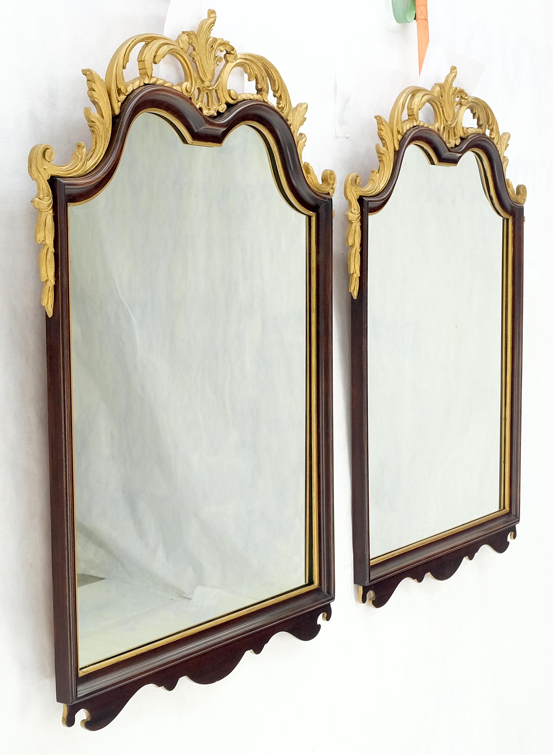 Pair of Neoclassical Chippendale Carved Gold Gilt Mahogany Wall Mirrors MINT! For Sale 1