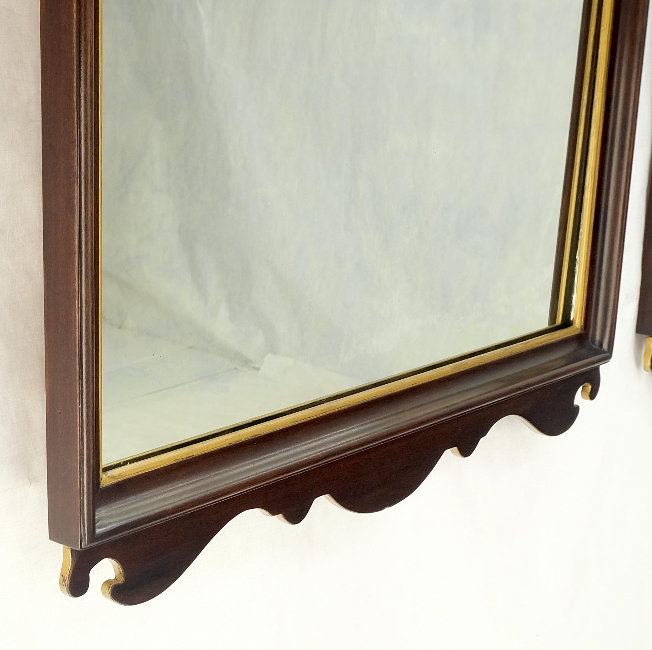 Pair of Neoclassical Chippendale Carved Gold Gilt Mahogany Wall Mirrors MINT! For Sale 3
