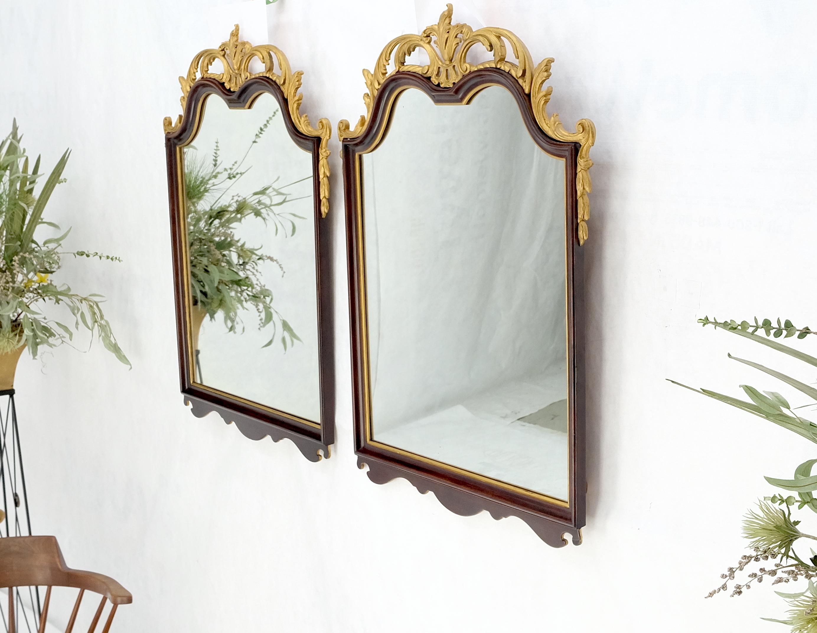 Pair of Neoclassical Chippendale Carved Gold Gilt Mahogany Wall Mirrors MINT! For Sale 4