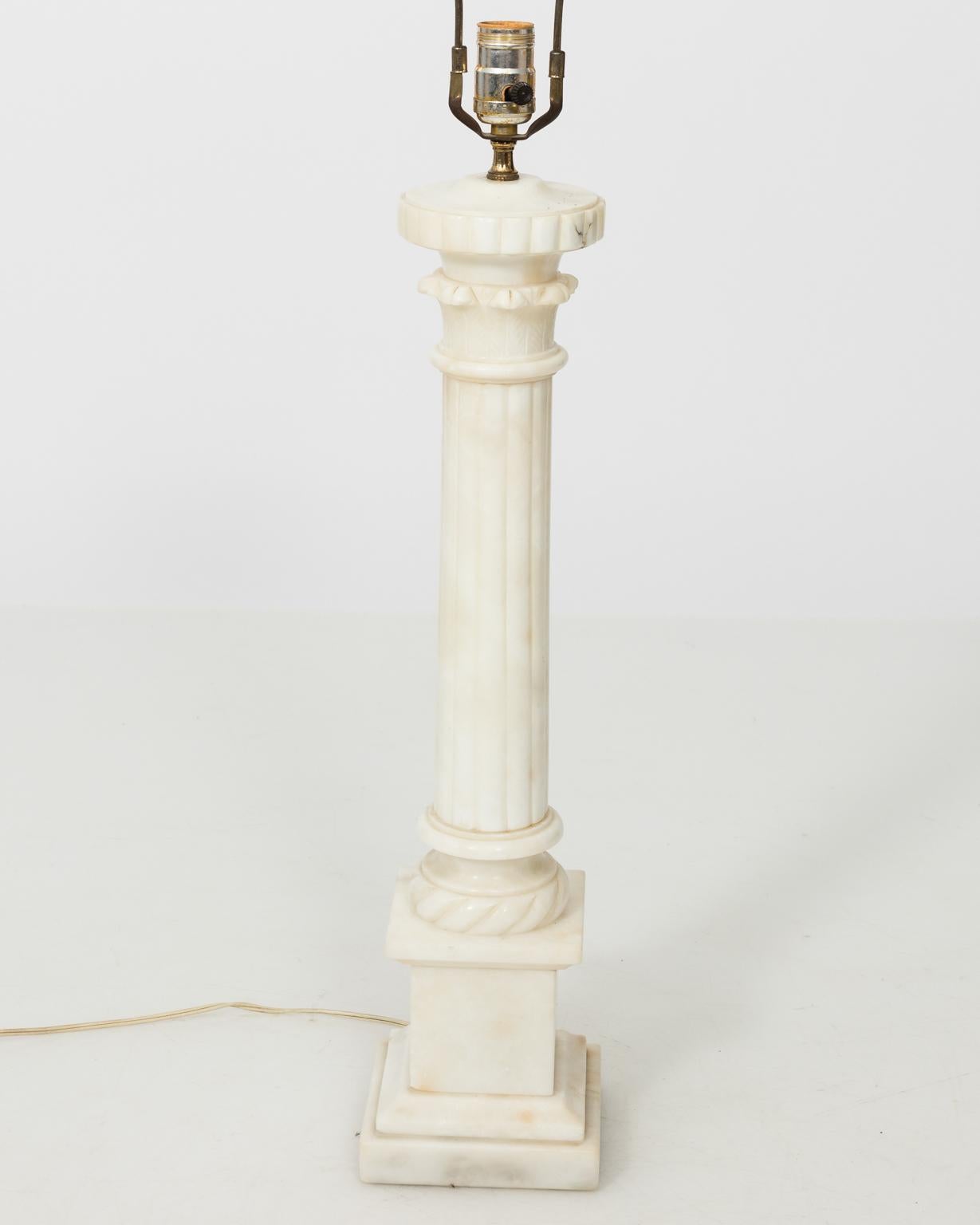 20th Century Pair of Neoclassical Column Lamps
