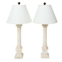 Pair of Neoclassical Column Lamps