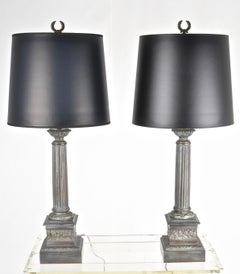 Pair of Neoclassical Column Lamps, USA, circa 1950s