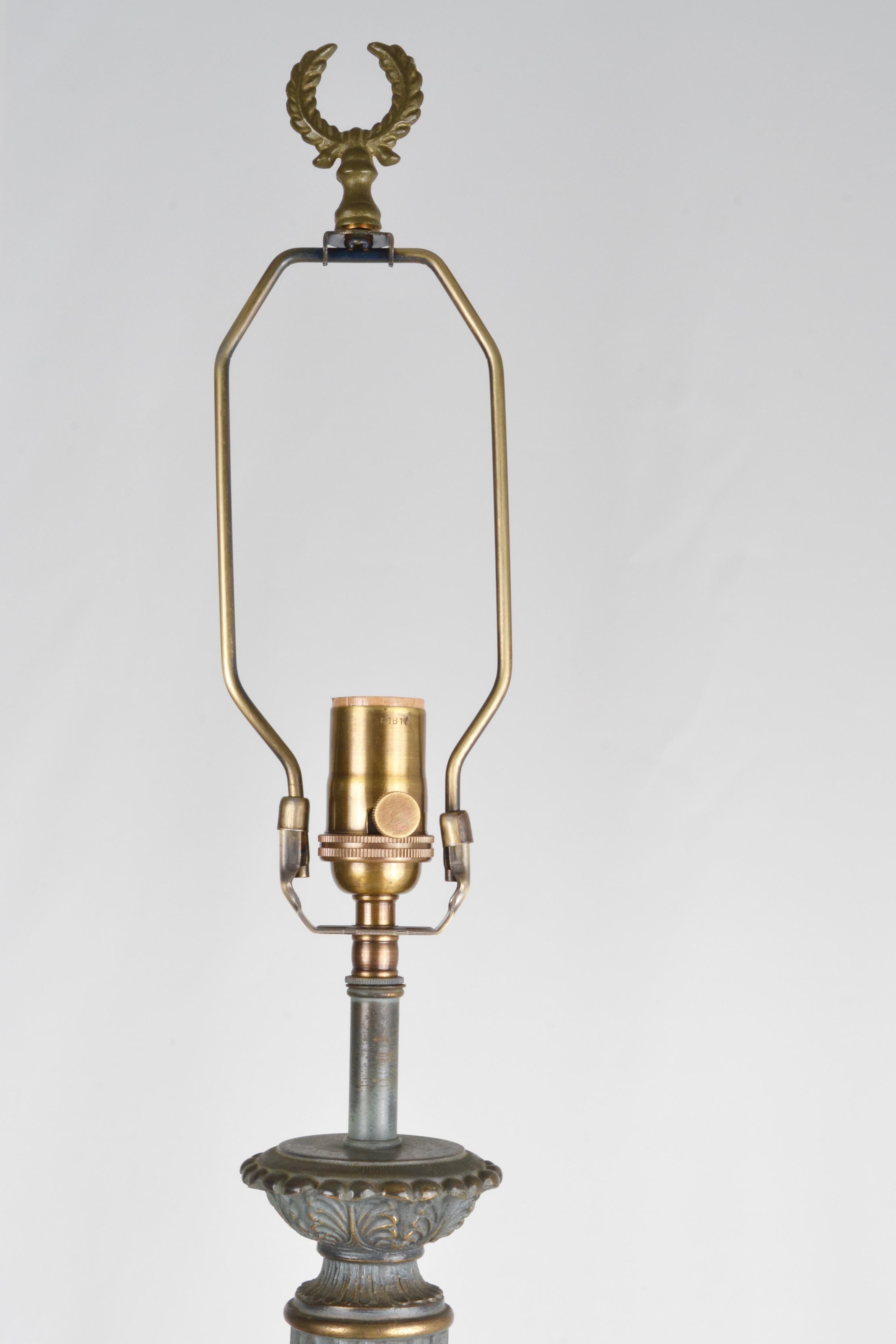 Pair of Neoclassical Column Lamps, USA, circa 1950s For Sale 2