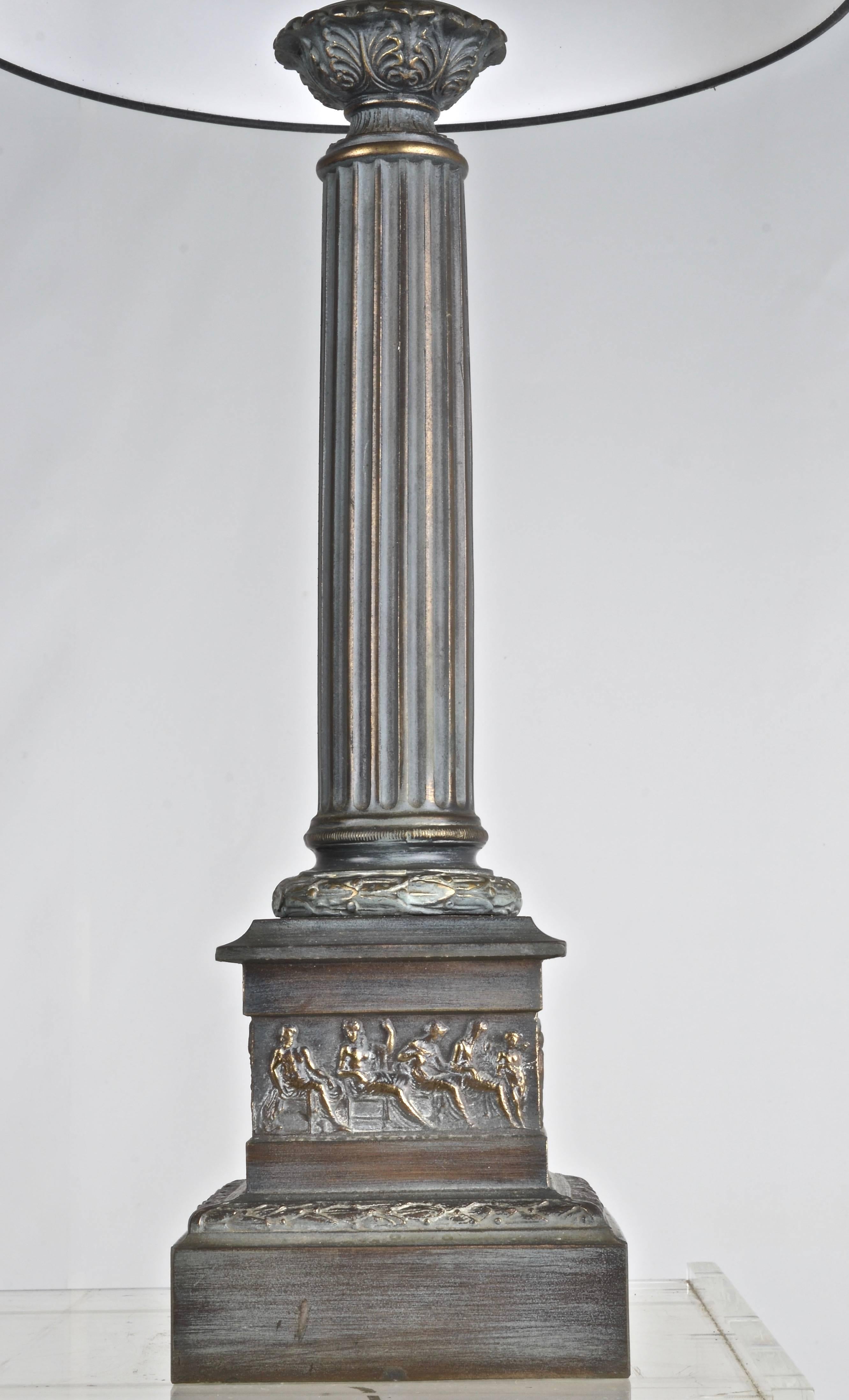 Pair of Neoclassical Column Lamps, USA, circa 1950s In Good Condition In Norwalk, CT