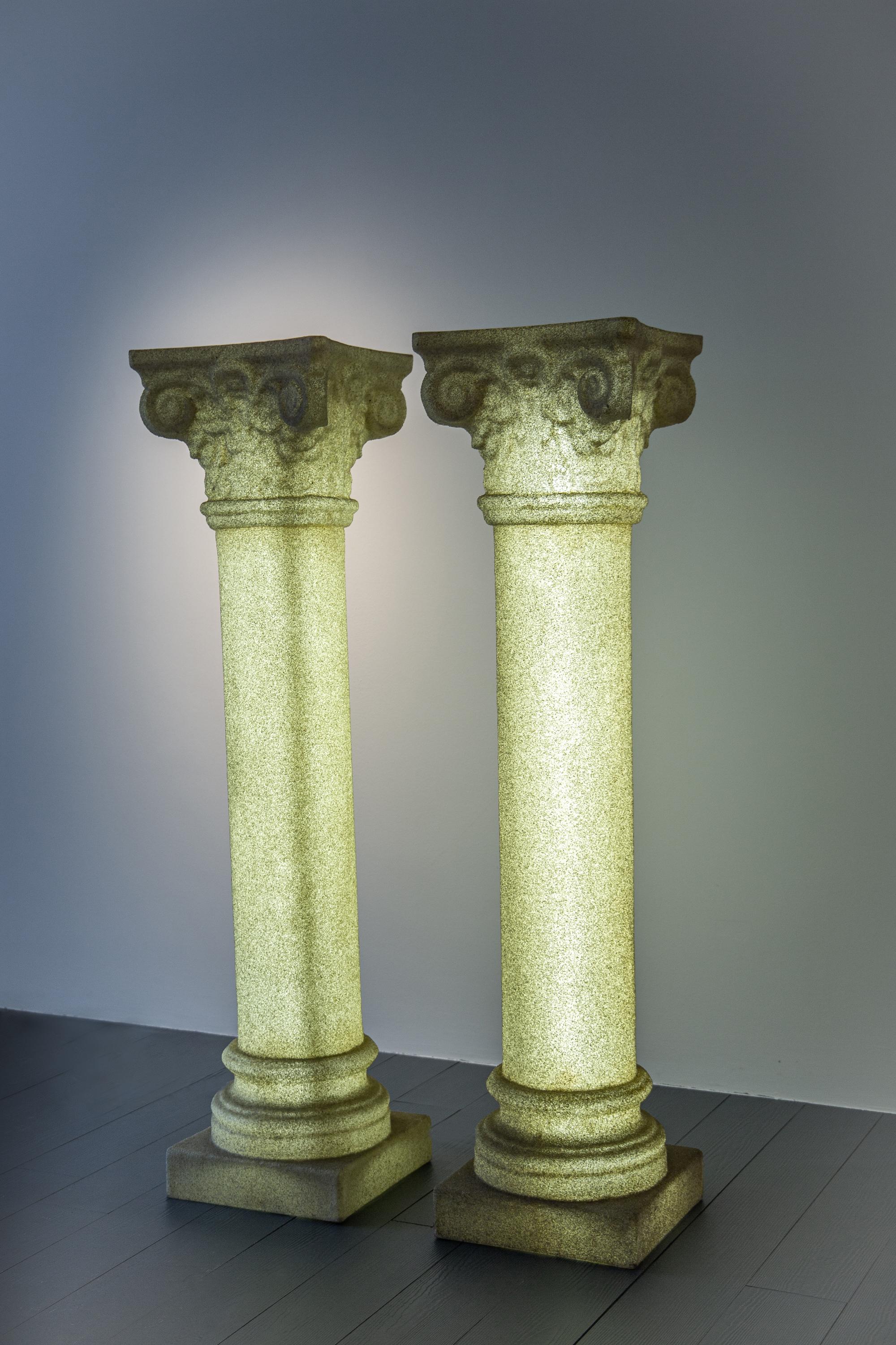 Pair of Neoclassical Column Lights by André Cazenave, Production Singleton 1970s In Good Condition In London, GB