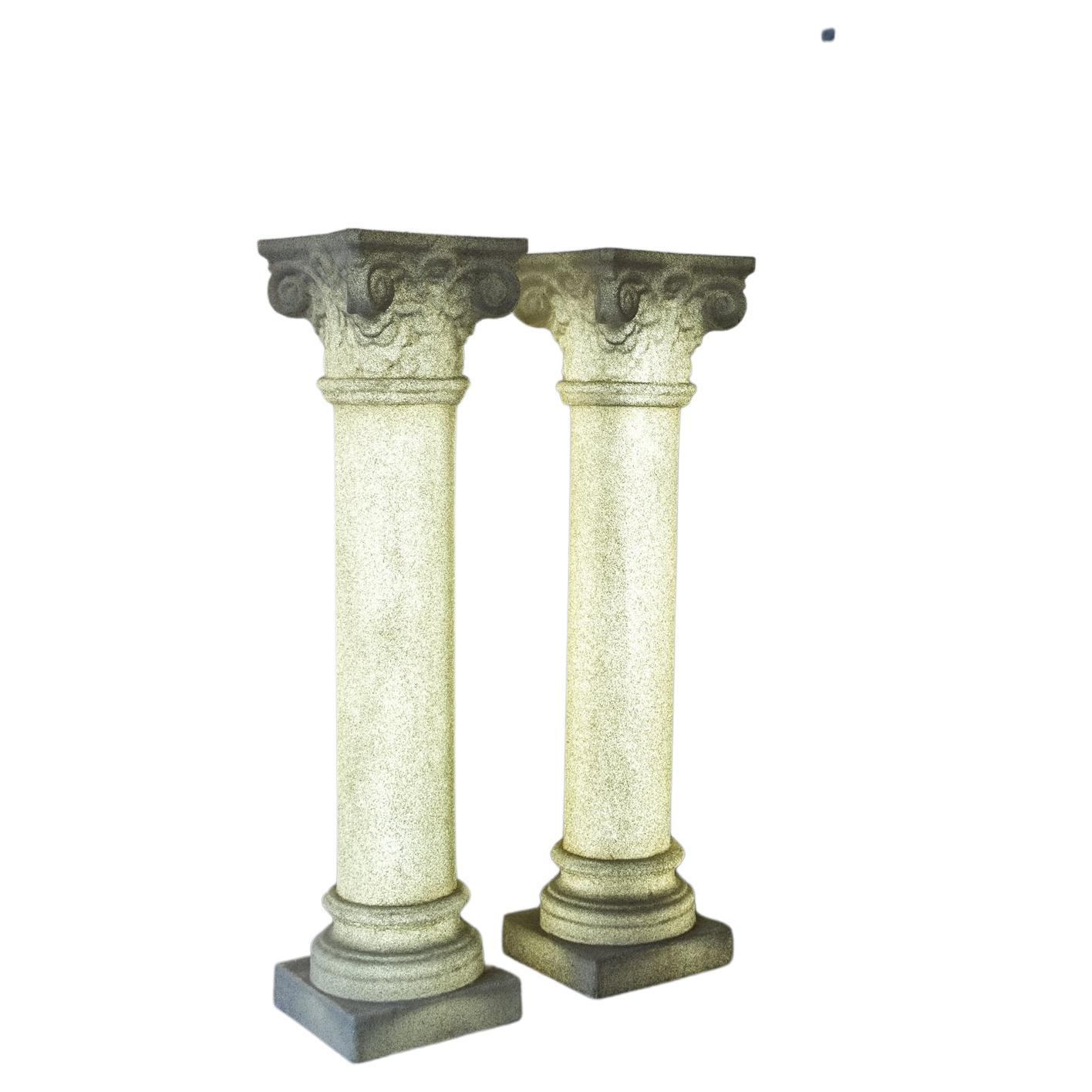 Pair of Neoclassical Column Lights by André Cazenave, Production Singleton 1970s