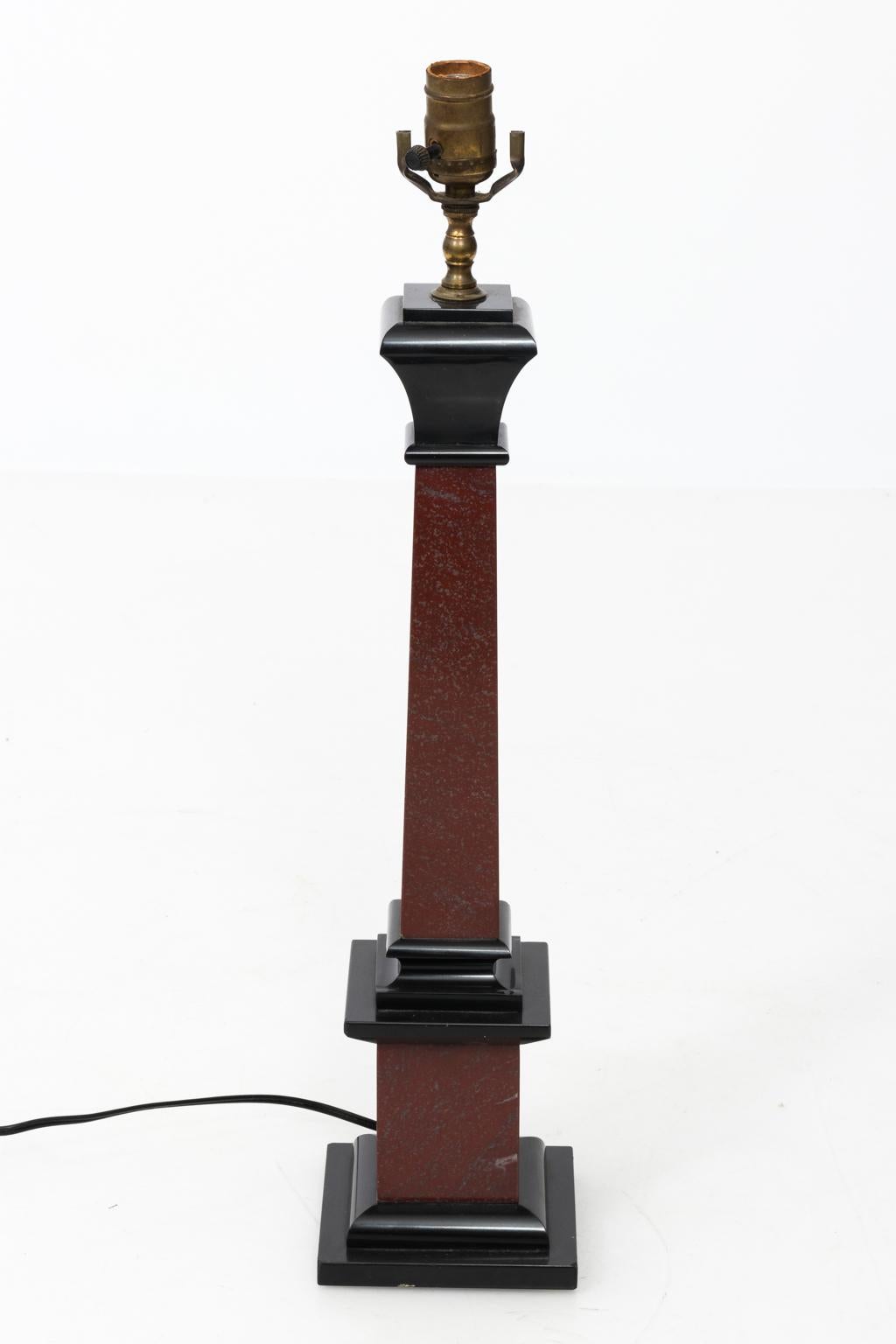 Pair of Neoclassical Column Table Lamps  In Good Condition In Stamford, CT