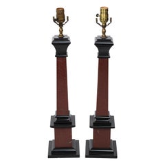 Pair of Neoclassical Column Table Lamps
