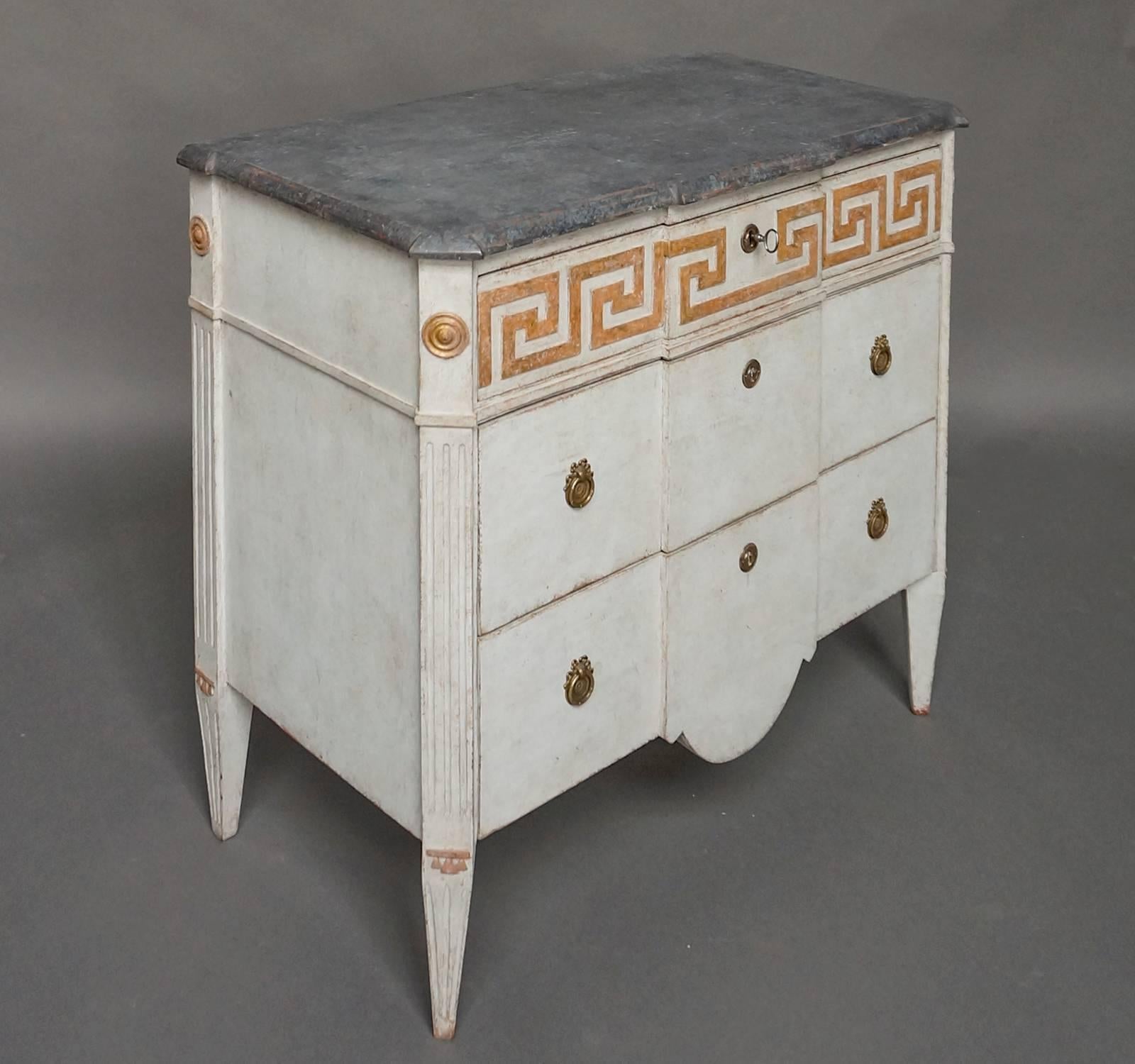 Swedish Pair of Neoclassical Commodes with Greek Key Detail