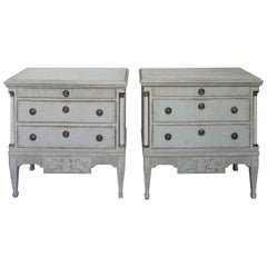 Pair of Neoclassical Commodes with Hellenic Spinxes