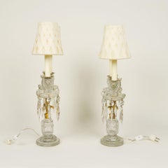 Pair of Neoclassical Crystal and Gilt-Metal Girandoles