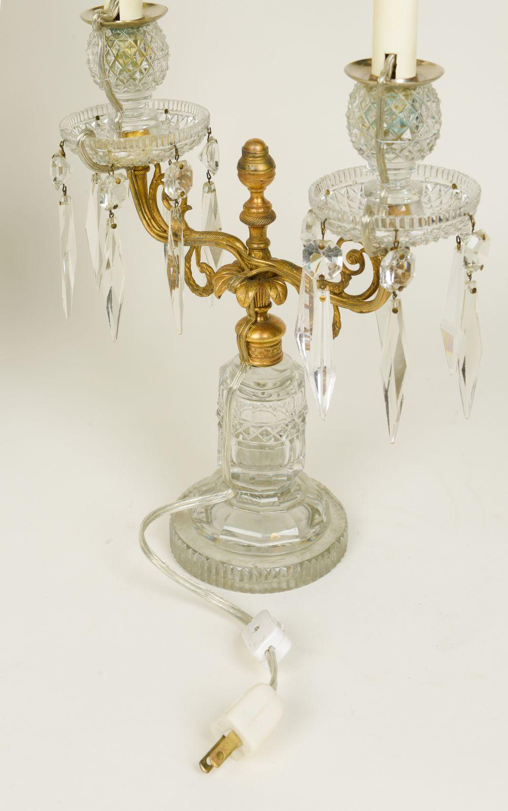 Pair of Neoclassical Crystal and Gilt-Metal Girandoles For Sale 2