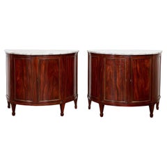 Pair of Neoclassical Demilune Commodes