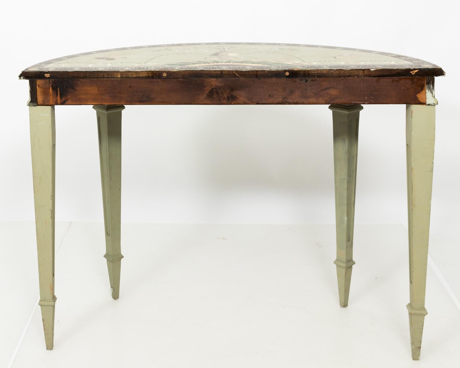 Neoclassical Demilune Consoles, circa 1930s For Sale 9