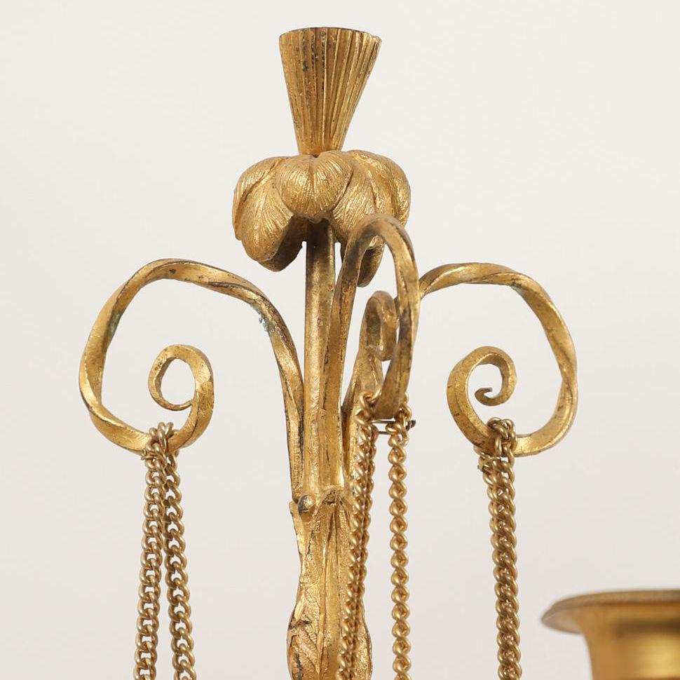 Pair of Neoclassical Directoire Gilt and Patinated Bronze Figural Candelabras For Sale 2