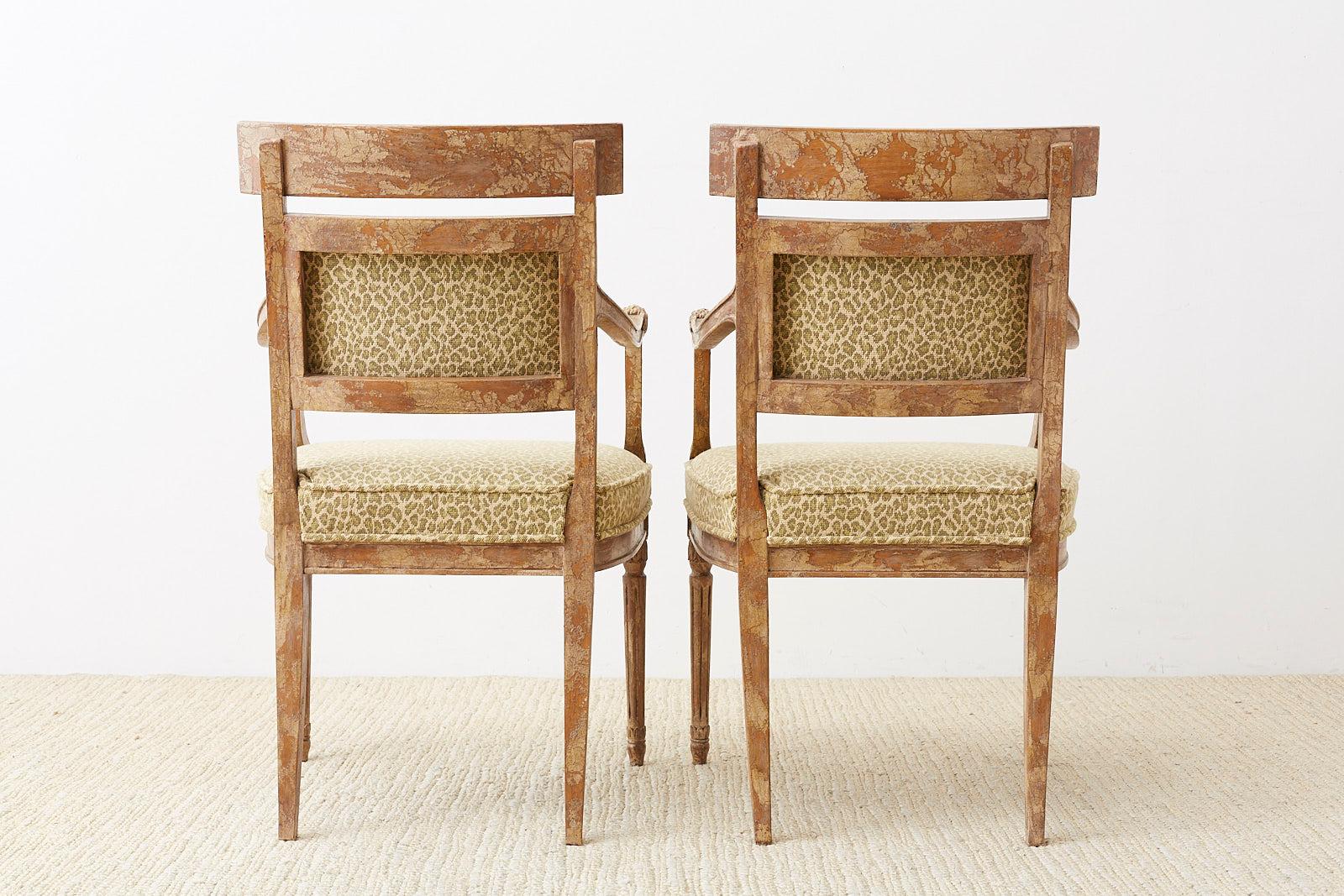 Pair of Neoclassical Directoire Style Fauteuil Armchairs 8