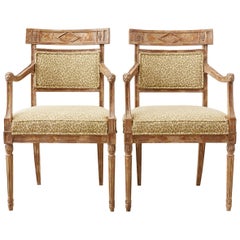 Pair of Neoclassical Directoire Style Fauteuil Armchairs