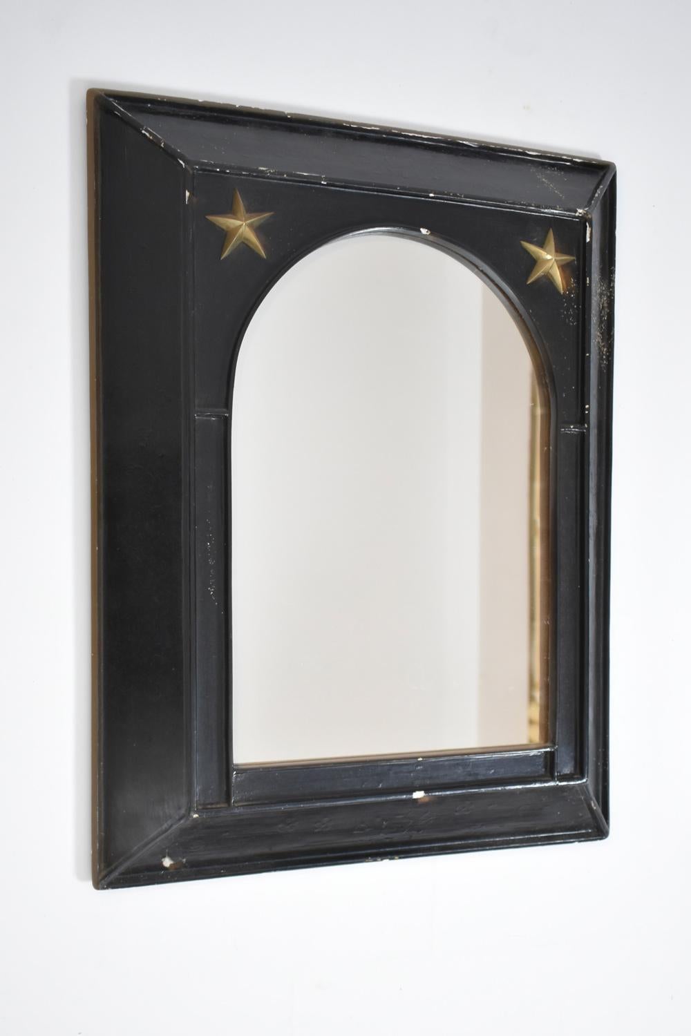 French Pair of neoclassical ebonised rectangular mirrors, 1960s. For Sale