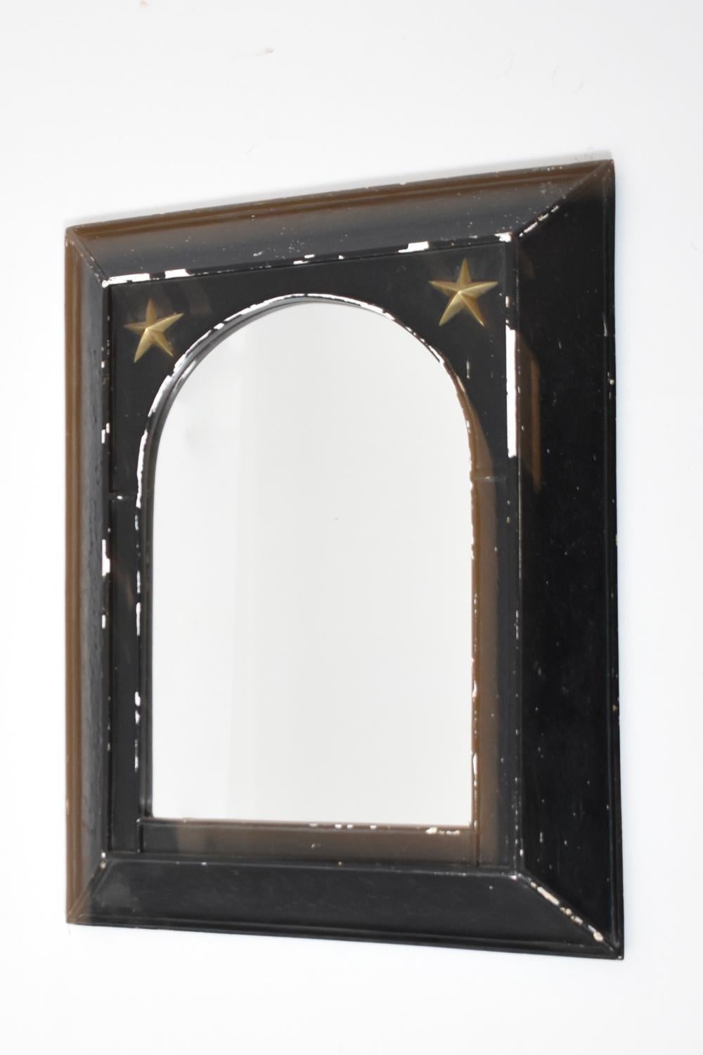 Lacquered Pair of neoclassical ebonised rectangular mirrors, 1960s. For Sale