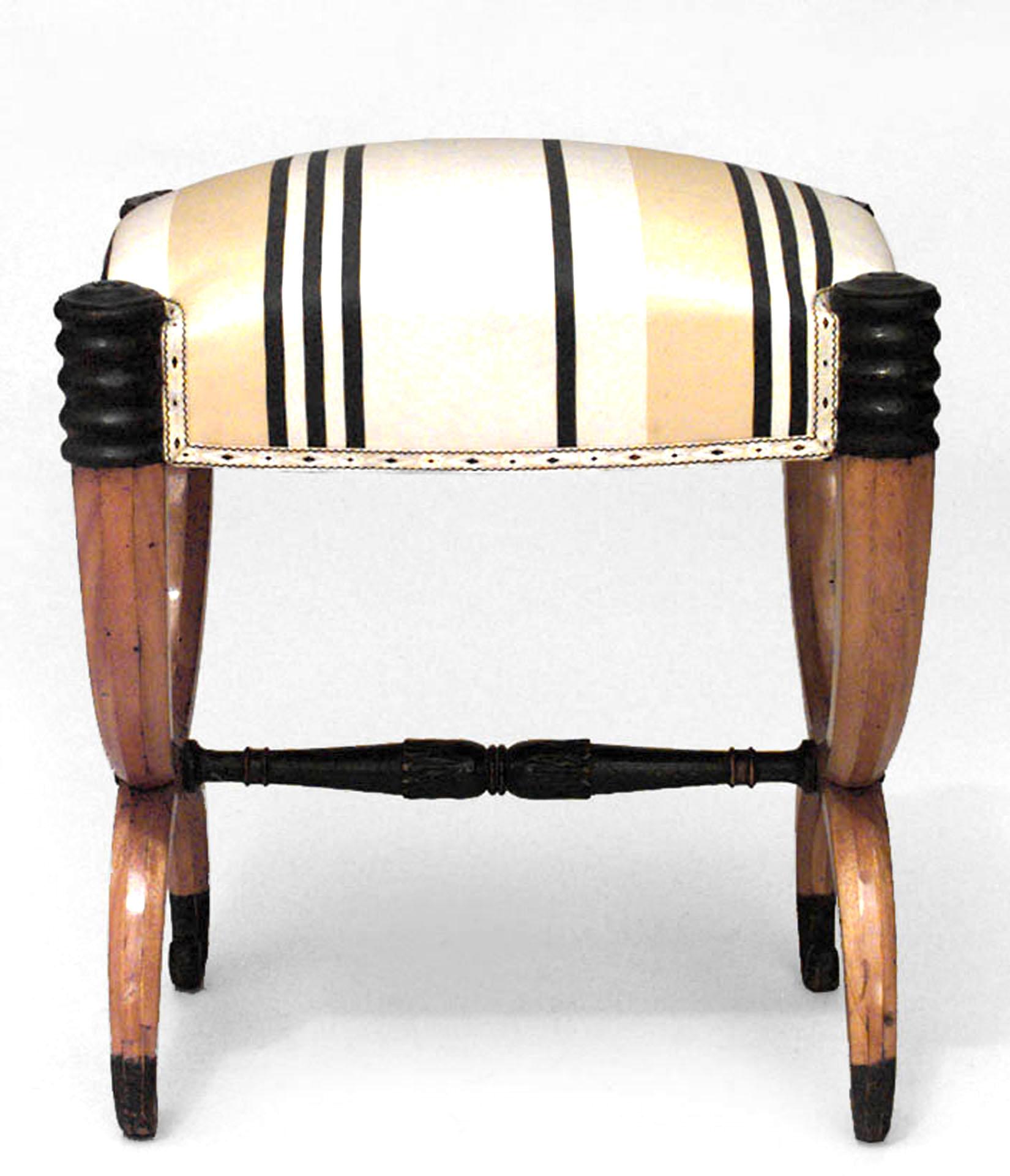 Neoclassical Pair of Continental Neoclassic Striped Benches