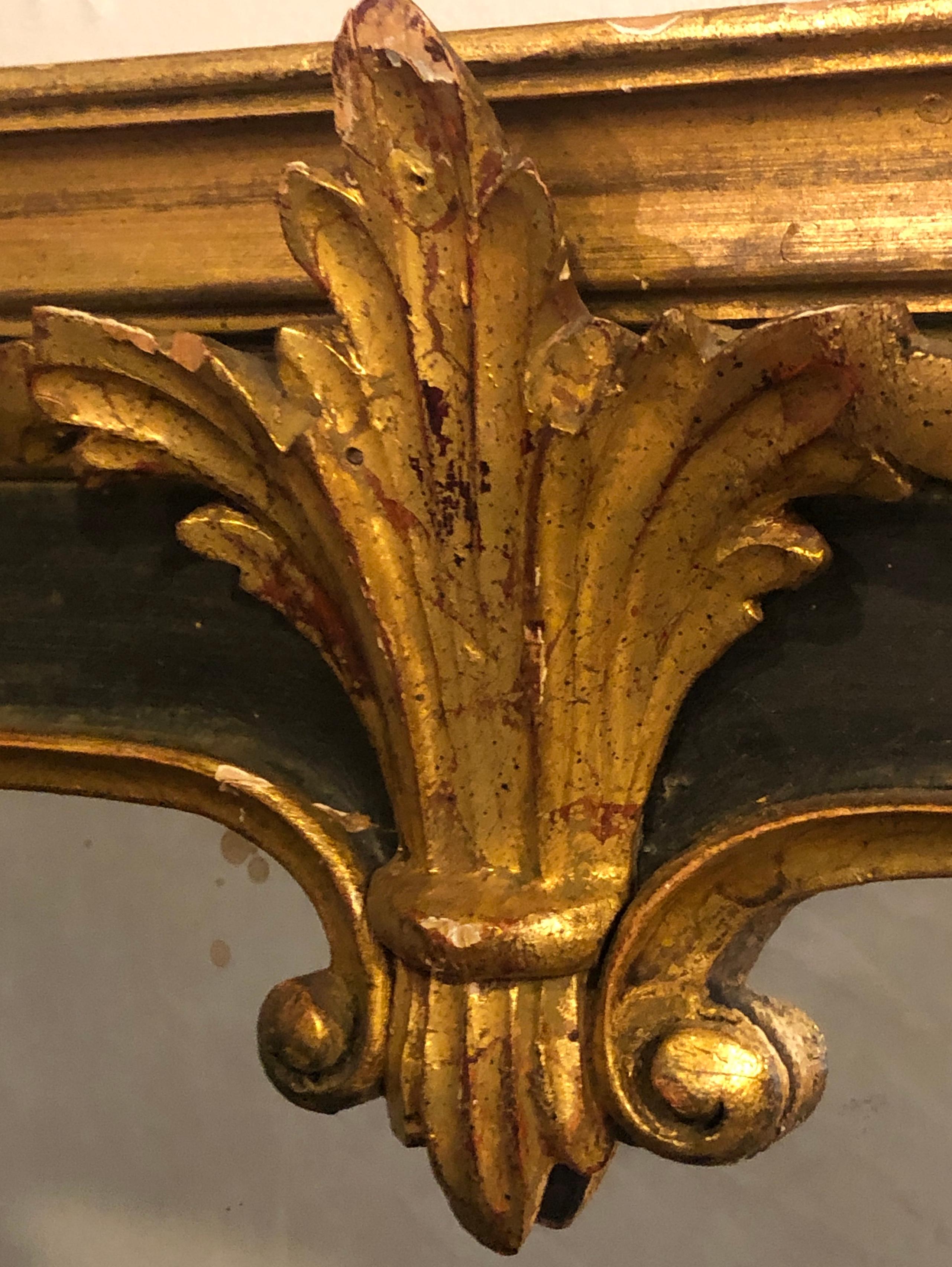 Pair of Neoclassical Ebony and Gilt Decorated / Wall / Pier or Console Mirrors In Good Condition In Stamford, CT