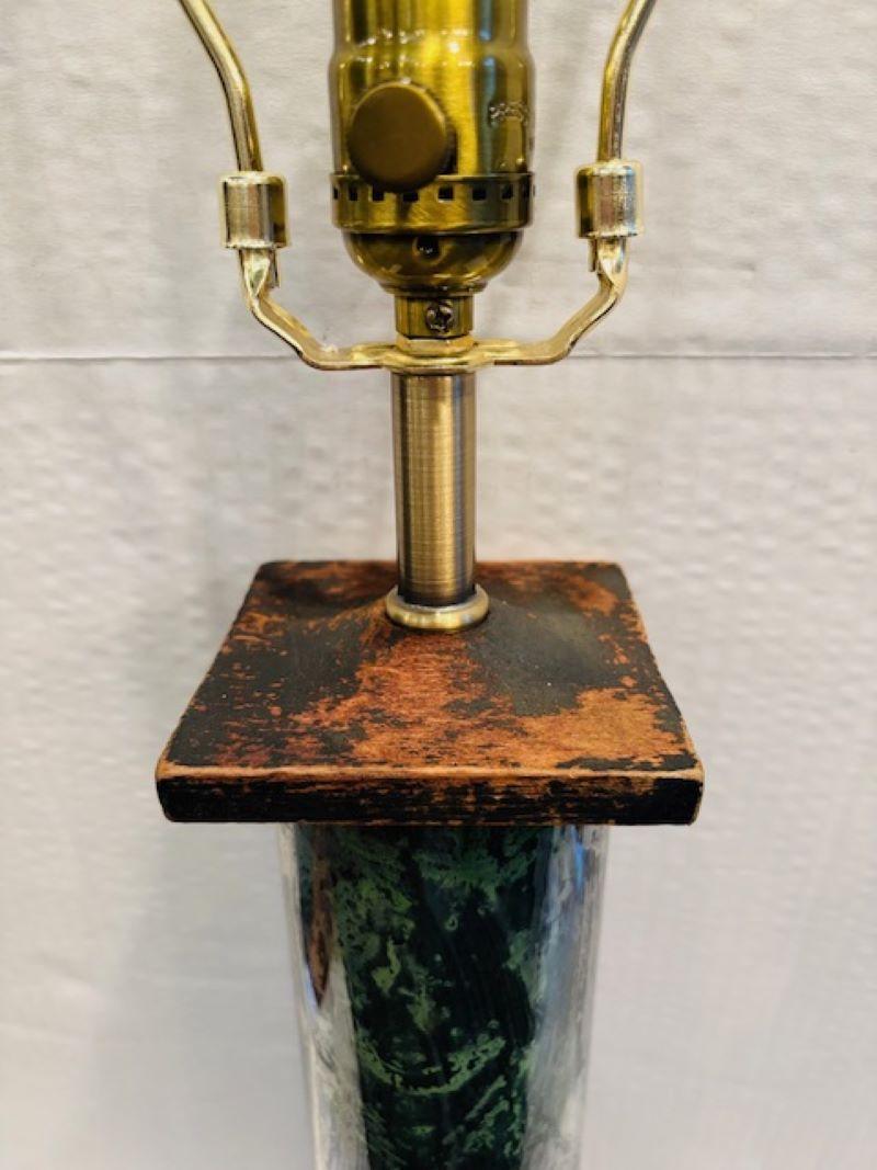 French Pair of Neoclassical Eglomise and Decoupage Classical Column Form Lamps For Sale