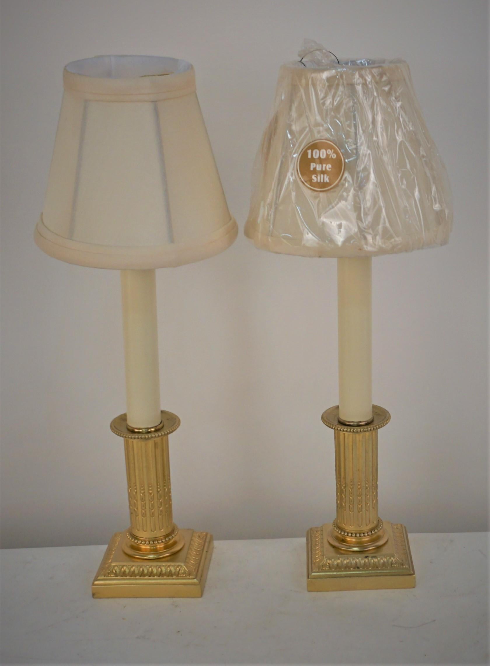 Pair of Neoclassical Electrified Bronze Candlestick Lamps by Cailar Bayard For Sale 3