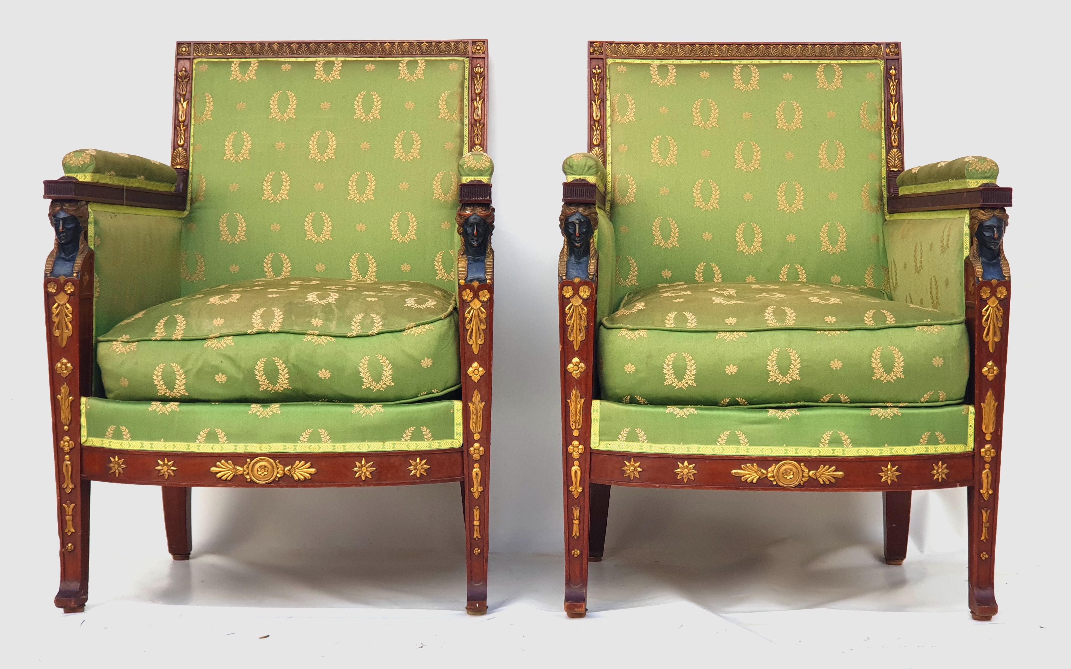 Pair of Neoclassical / Empire Armchairs, Mahogany, Paris, 1800s 4