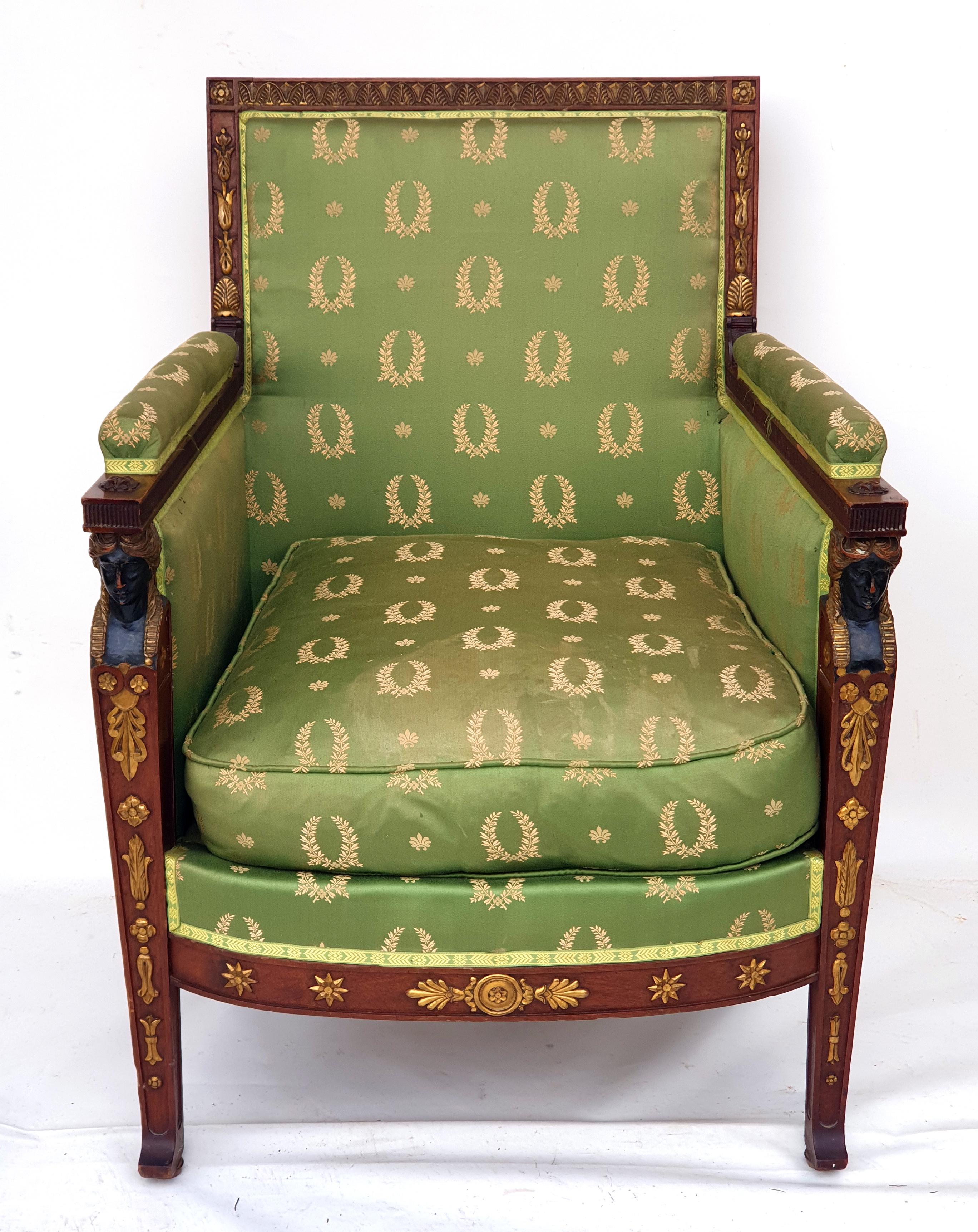 Pair of Neoclassical / Empire Armchairs, Mahogany, Paris, 1800s 2