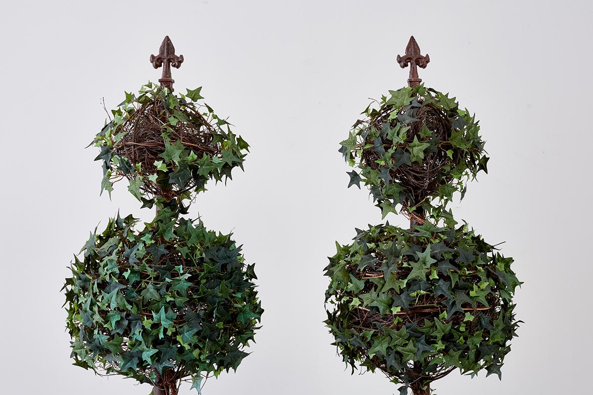 Pair of Neoclassical Faux Ivy Topiary Trees 4