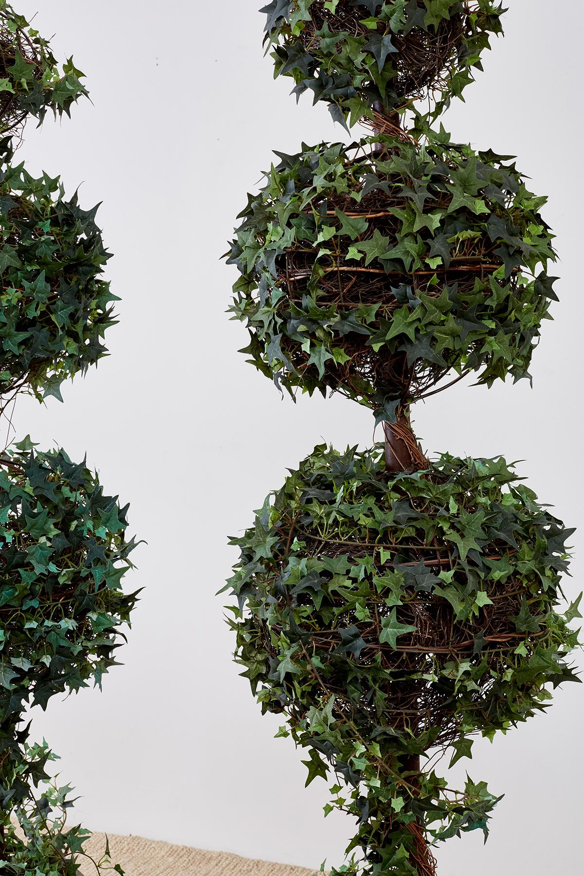 Pair of Neoclassical Faux Ivy Topiary Trees 1