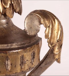 Pair of Neoclassical Flat Back Giltwood Urns, circa 1760