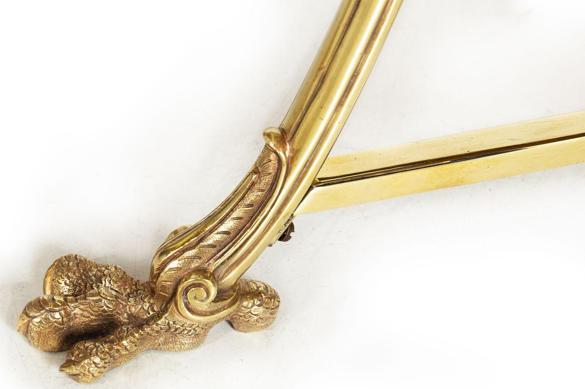 Pair of Neoclassical Fossilized Marble Brass Gueridon End Tables For Sale 7