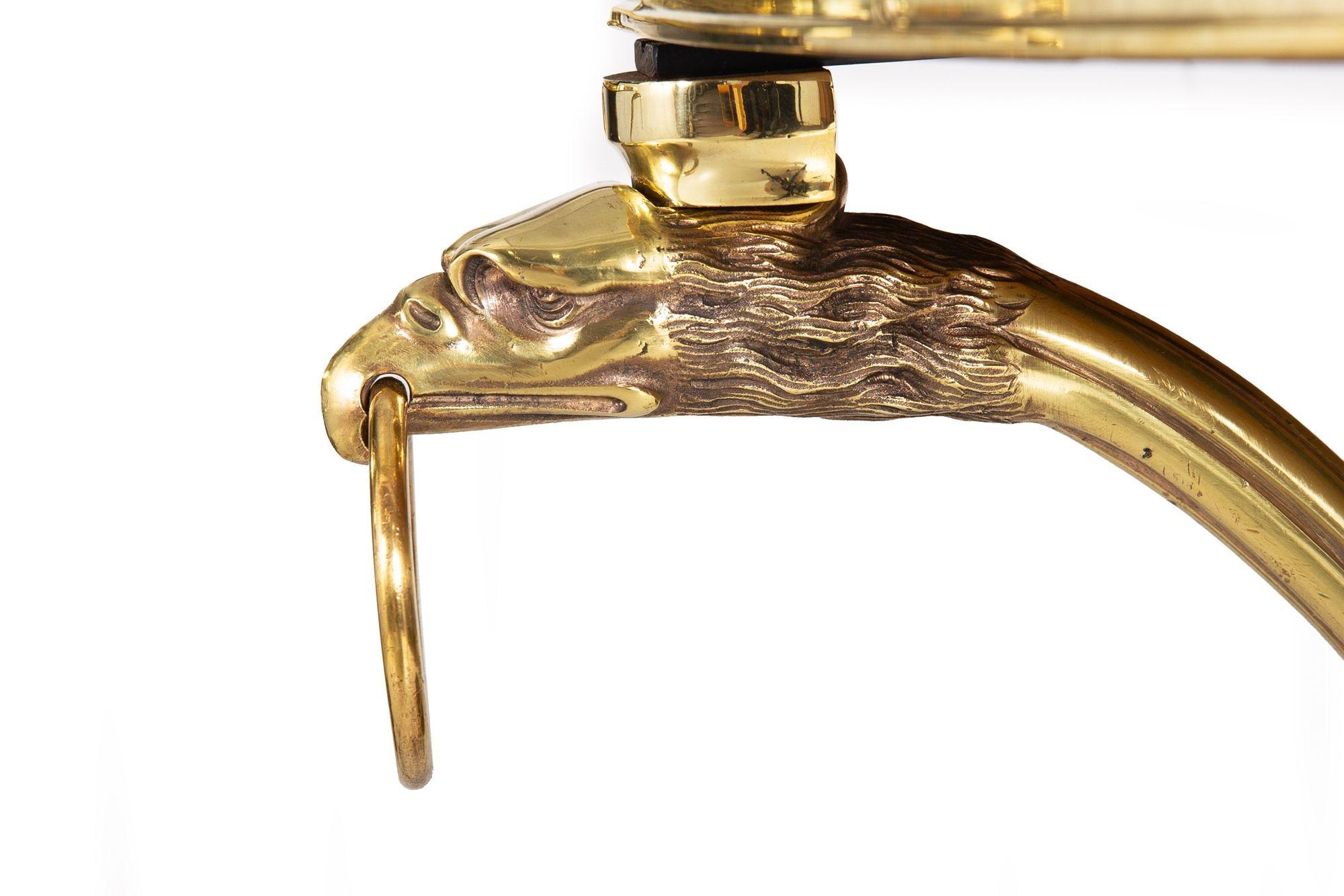 Pair of Neoclassical Fossilized Marble Brass Gueridon End Tables For Sale 12