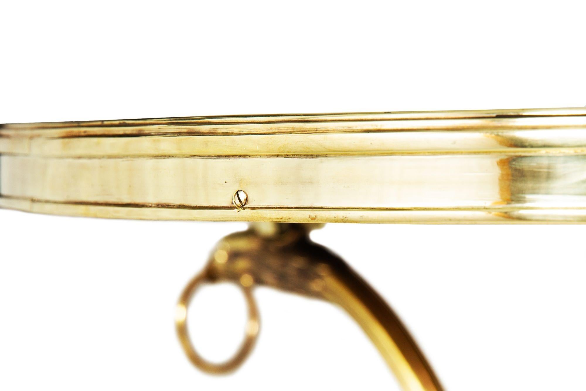 Pair of Neoclassical Fossilized Marble Brass Gueridon End Tables For Sale 2