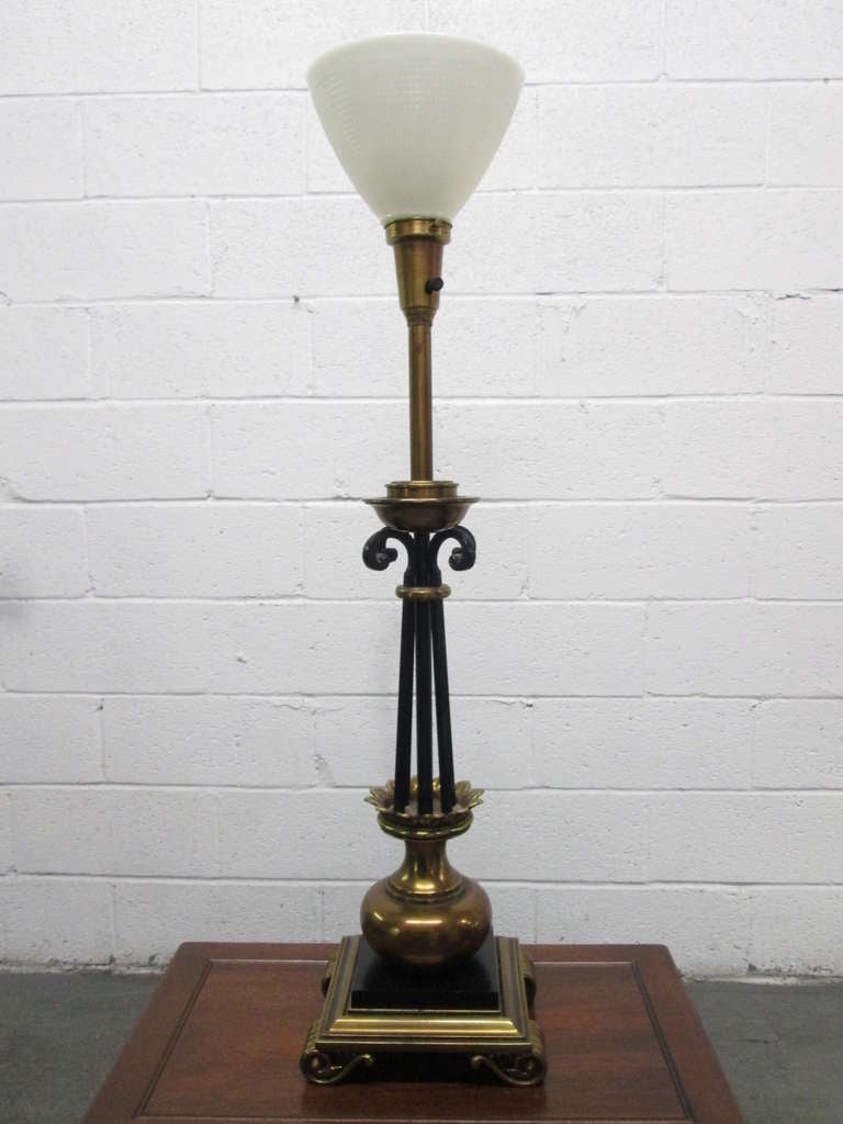 Pair of Neoclassical French Bronze and Wrought Iron Lamps 1