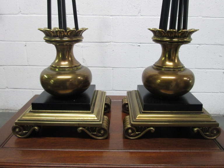 Pair of Neoclassical French Bronze and Wrought Iron Lamps 4