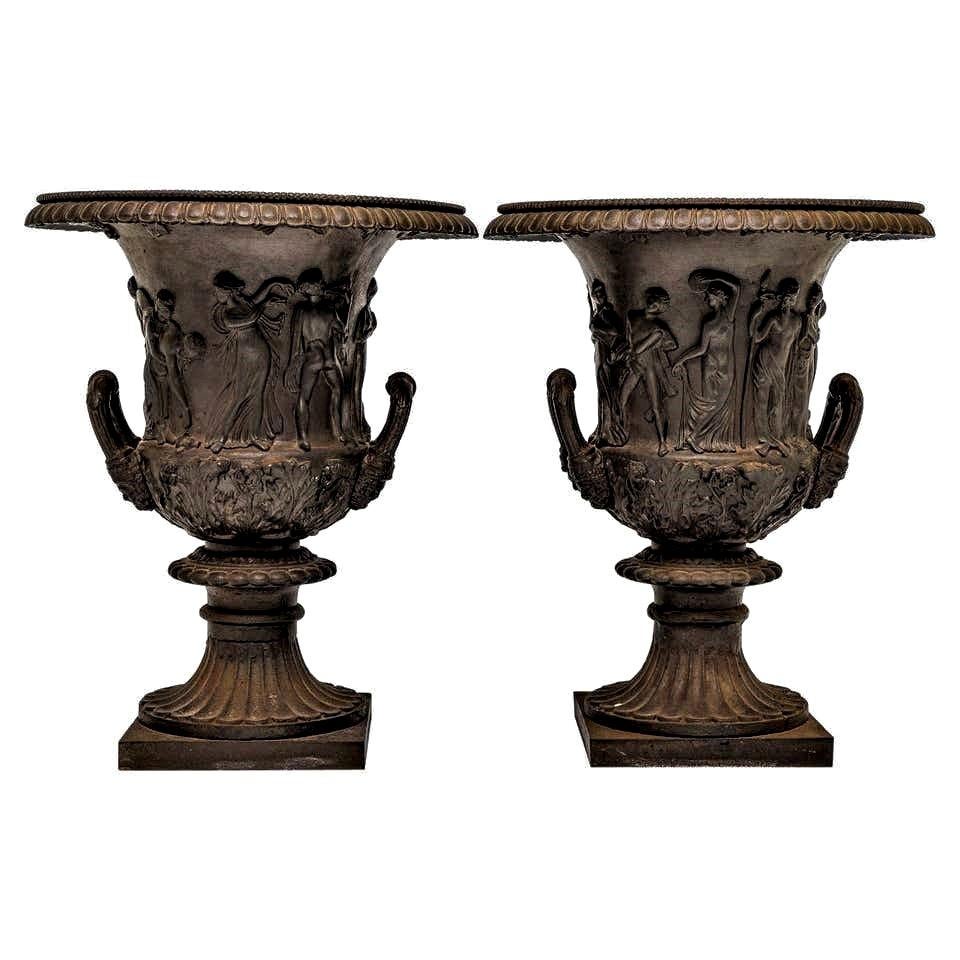 Pair of Neoclassical Garden Urns For Sale
