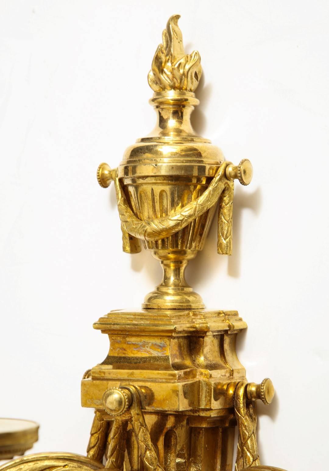 Pair of Neoclassical Gilt Bronze Sconces 1