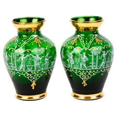 Pair of Neoclassical Gilt Glass Vases