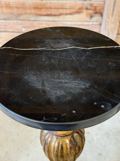Pair of Neoclassical Gilt Wood Pedestals With Black Marble Tops