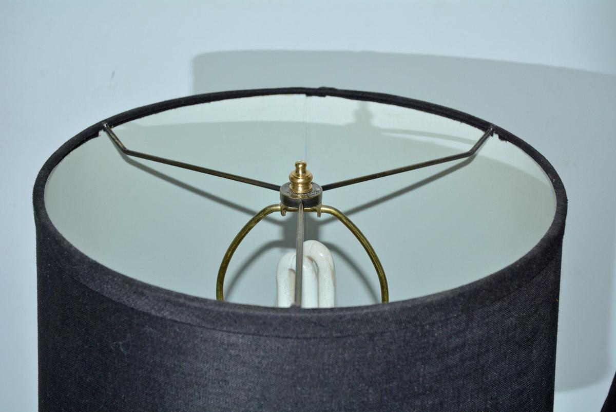 American Classical Pair of Neoclassical Gold and Black Column Lamps