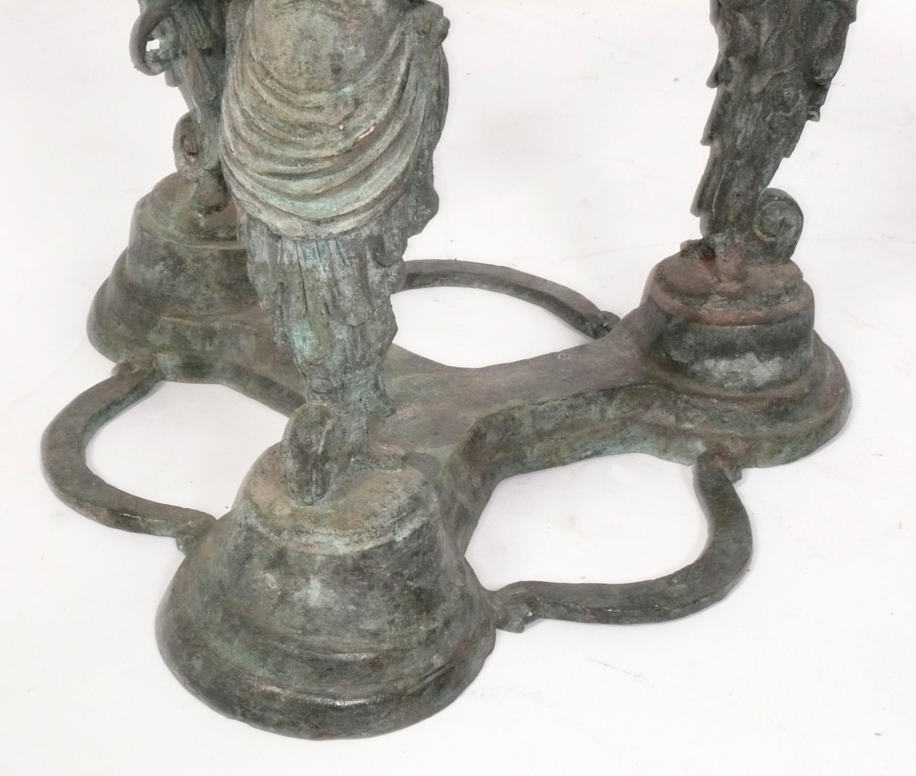 Mid-20th Century Pair of Neoclassical Grecian Bronze End Tables For Sale