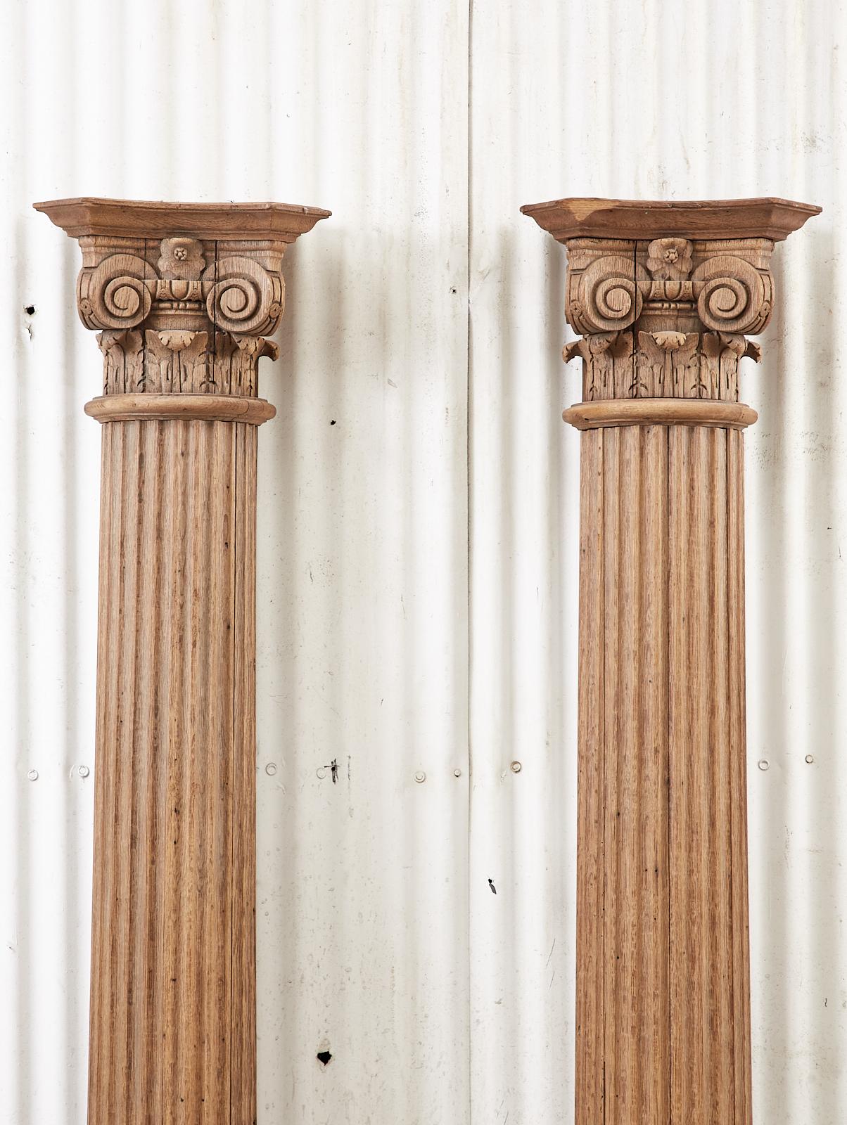 Italian Pair of Neoclassical Greco-Roman Ionic Corinthian Pilaster Columns