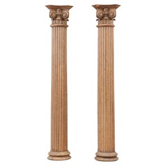 Pair of Neoclassical Greco-Roman Ionic Corinthian Pilaster Columns