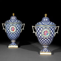 Early 20th Century Pair of Hand-Painted Porcelain Vases, circa 1920
