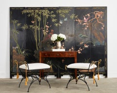 Pair of Neoclassical Iron Bronze Bouclè Swan Neck Curule Benches