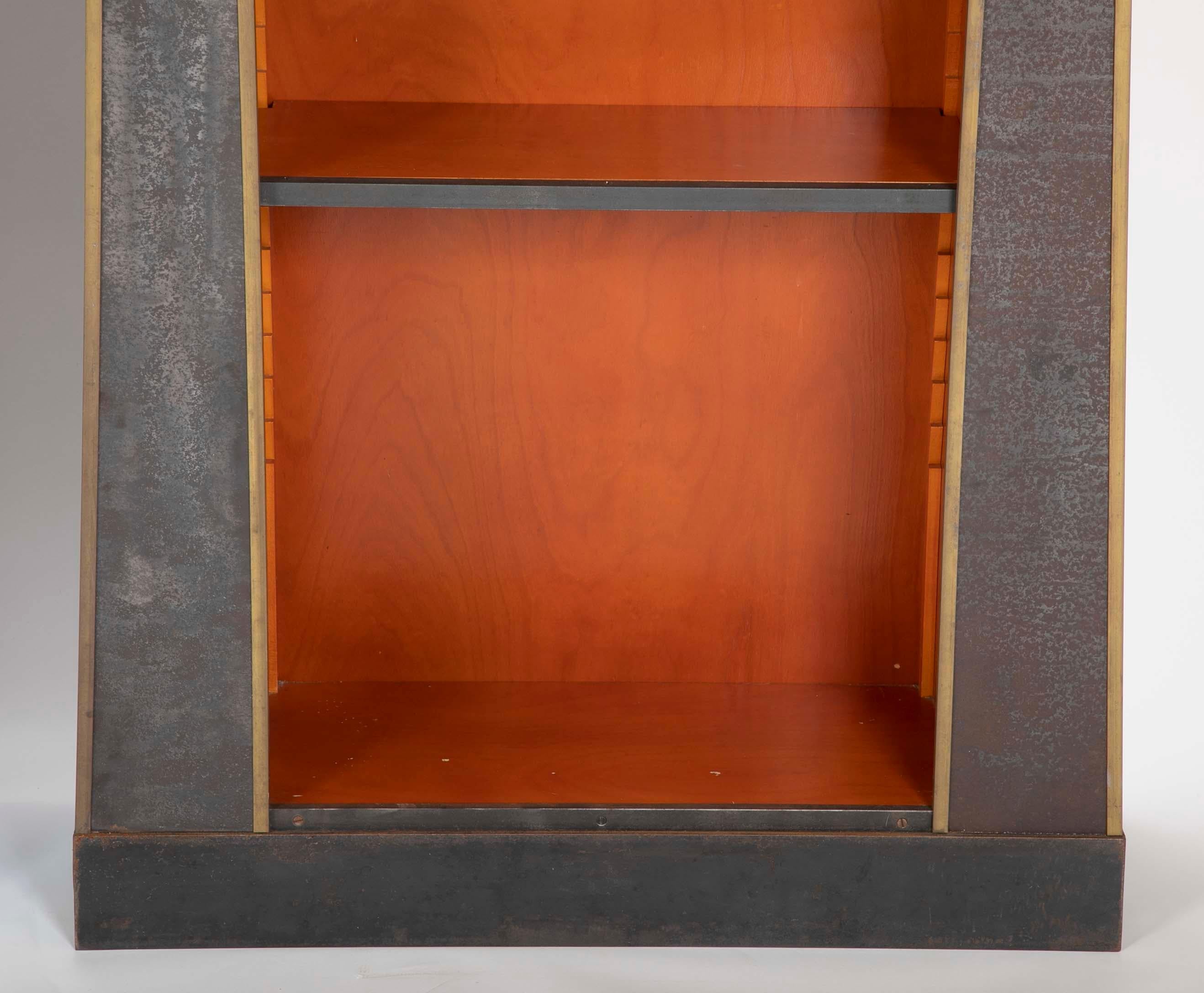 Pair of Neoclassical Style Iron Clad Bookshelves In Good Condition In Stamford, CT
